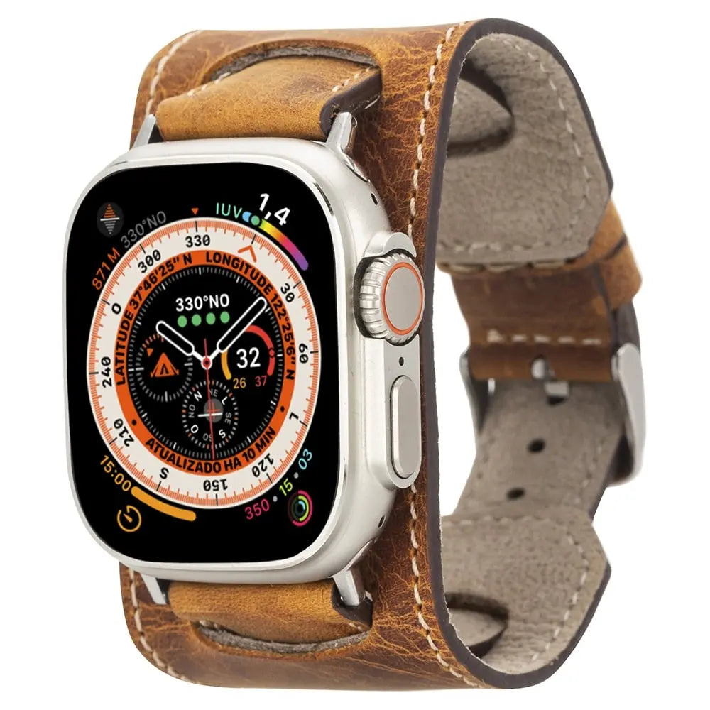 Cuff Almond Brown Band for Apple Watch 49mm - 38mm for All Series iWatch