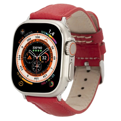 Wine Red Apple Watch Band 45mm, 44mm, 42mm, 41mm, 40mm, 38mm, Genuine Leather iWatch Strap, for Man or Women, Handmade, High Quality