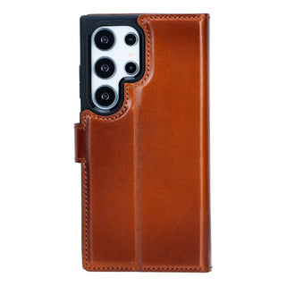 Samsung Galaxy S25 Ultra Leather Wallet Case with 4 credit card holder Full Grain Leather Folio Case for Man or Women