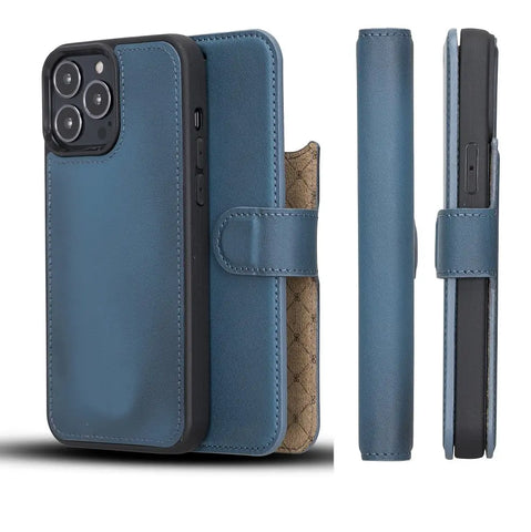 iPhone 13 Pro MAX Detachable Card Holder Wallet Case, (Admiral Blue)