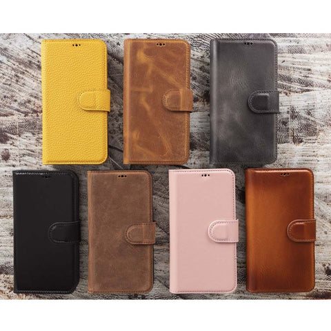 iPhone 13 Pro MAX Wallet Case, Card Holder, Genuine Leather, (Almond Brown)