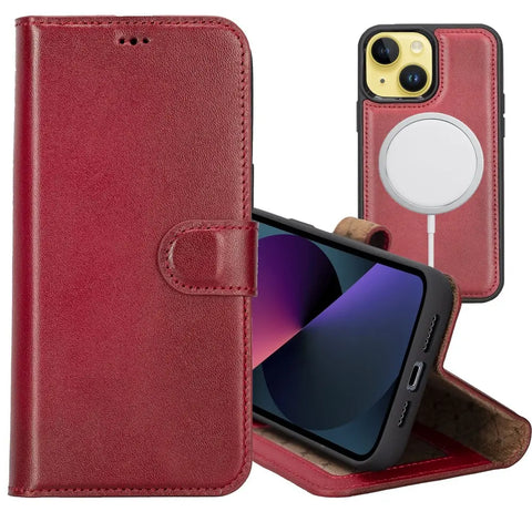 iPhone 13 Mini Detachable Wallet Case, (Currant Red)