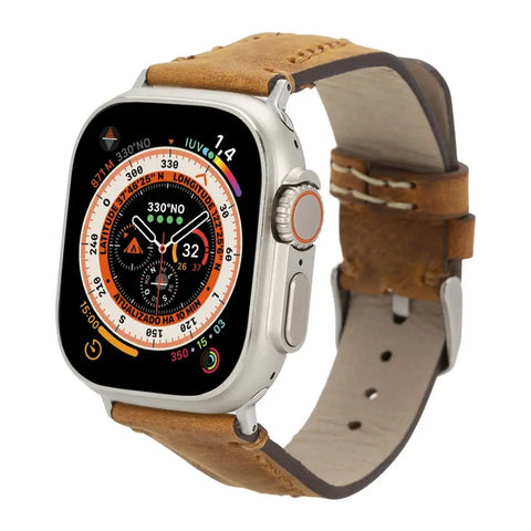 Almond Brown Hand Stitched Apple Watch Band 49mm for Series 10 X