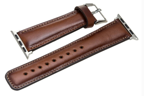 Apple Watch Series 9, Ultra2-1, SE2, Band iWatch Leather Strap for Man or Women 49mm, 45mm, 44mm, 41mm, 40mm, All Series 8-1 Dark Brown Bull Strap
