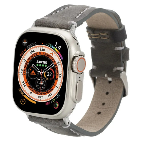 Gray Hand Stitched Apple Watch Band 49mm for Series 10 X