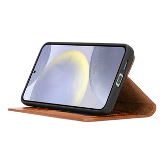 Samsung Galaxy S25 Plus Detachable Wallet Case, Vintage Brown kick stand