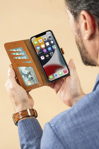 Detachable Wallet Case for iPhone 15, (Chestnut Brown)
