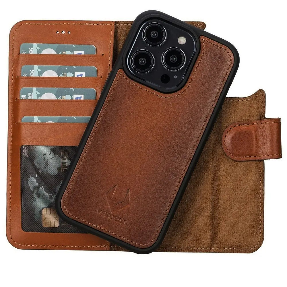  VENOULT Compatible with iPhone 15 Pro MAX Wallet Case Man or  Women / 15 Pro / 14 Pro MAX / 13 Pro / 12 Pro MAX and All Others, Genuine  Leather