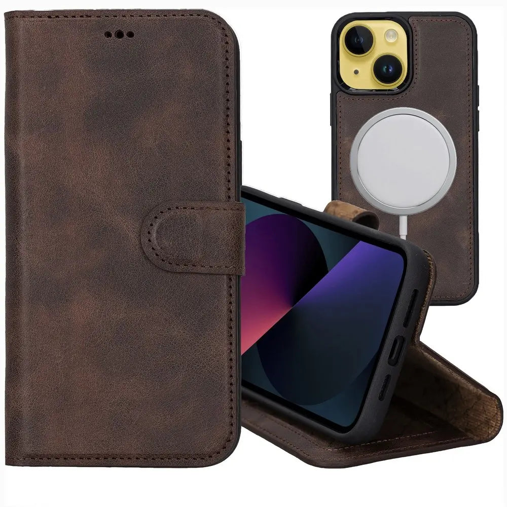 iPhone 13 Detachable Wallet Case, (Chocolate Brown)