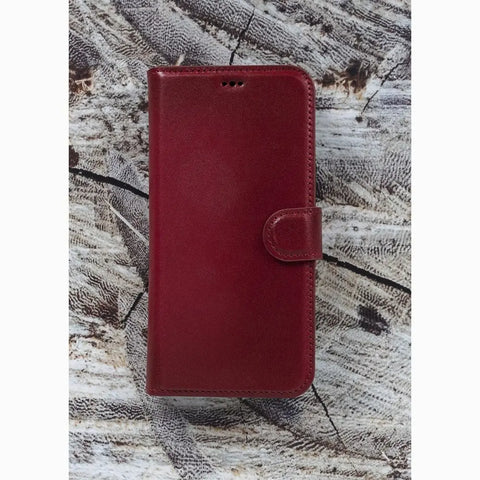 Cranberry Red New iPhone 15 Wallet Case for Man Women, Genuine Leather, Magnetic Detachable Luxury Flio, RFID Protected, Magsafe Wireless Charge, 2023
