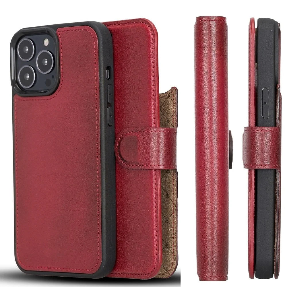 iPhone 13 Pro MAX Detachable Wallet Case, (Current Red)