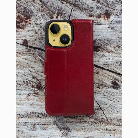 Venoult Best Silicon Cover Leather iphone14 Plus Wallet Case&MagSafe Cranberry Red