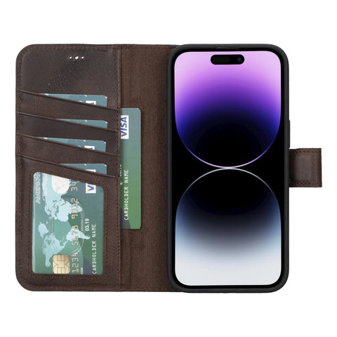 Detachable Leather Wallet Case for iPhone 16 Pro 6.3"