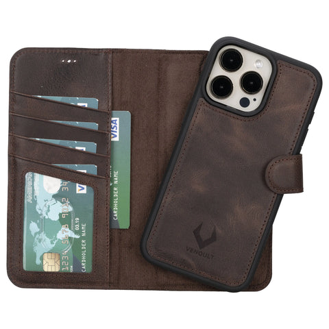 Detachable Leather Wallet Case for iPhone 16 Pro 6.3"