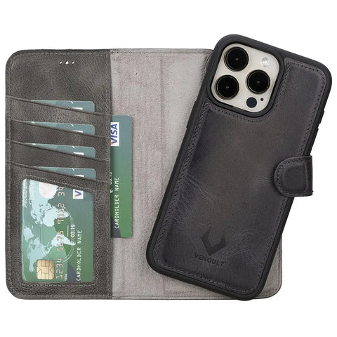 Detachable Leather Wallet Case for iPhone 16 Pro 6.3"