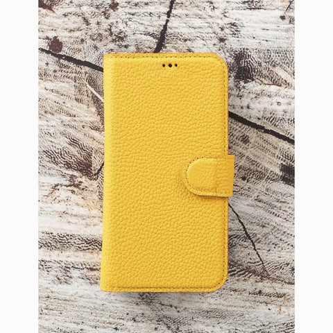 Mikado Yellow  New iPhone 15  Wallet Casefor Women, Genuine Leather, Magnetic Detachable Luxury Flio, RFID Protected, Magsafe Wireless Charge, 2023
