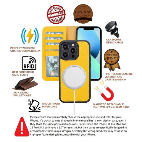 iPhone 13 Pro Detachable Wallet Case, (Mikado Yellow)