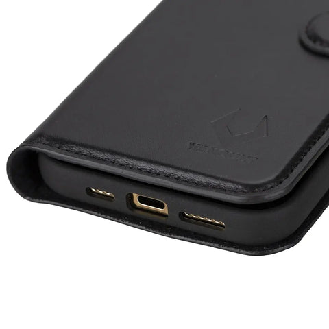 TPU Cover Black iPhone 15 Pro MAX Wallet Case Magsafe Compatible Genuine Leather Magnetic Detachable iPhone 15 Pro MAX Wallet Case for Man or Women