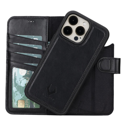 black detachable wallet case for iphone 16 pro max 