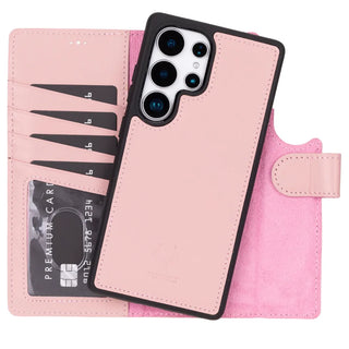 Samsung Galaxy S25 ultra leather wallet case for women nude pink