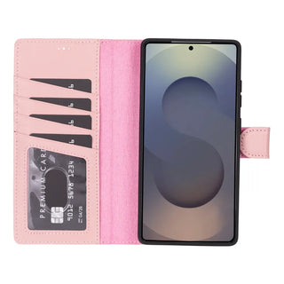 Samsung Galaxy S25 ultra leather wallet case for women nude pink