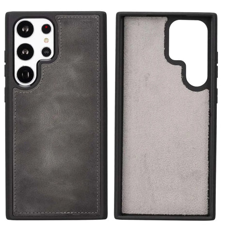 Sandy Gray Samsung Galaxy S23 Ultra Card Holder Wallet Case, Magnetic Detachable