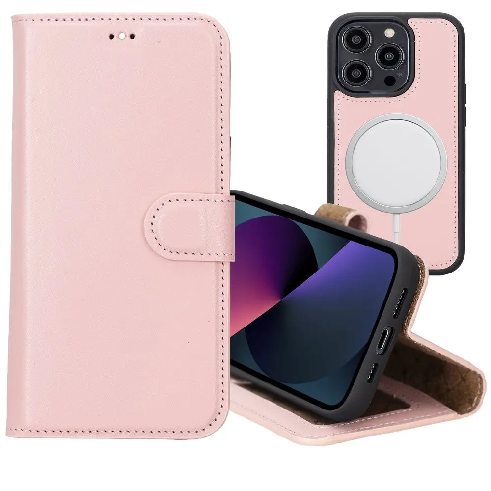 iPhone 14 Pro Detachable Card Holder Wallet Case, (Nude Pink)