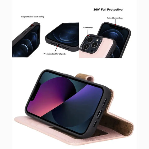 iPhone 13 Detachable Wallet Case, (Nude Pink)