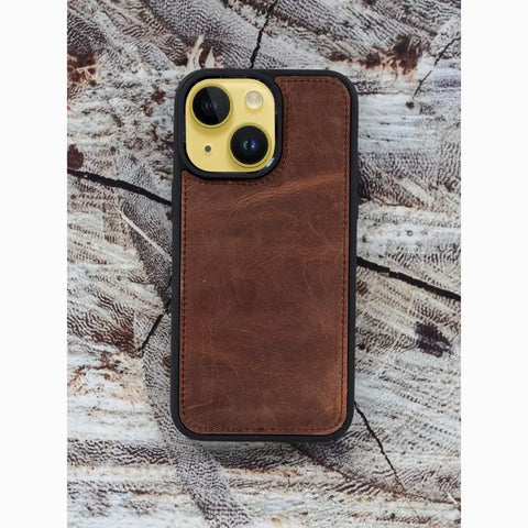 Vintage Brown New iPhone 15 Plus 6.7" Wallet Case, Genuine Leather, Magnetic Detachable Luxury Flio, RFID Protected, Magsafe Wireless Charge, 2023