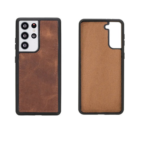 Vintage Brown Detachable Card Holder Wallet Case for Samsung Galaxy Series