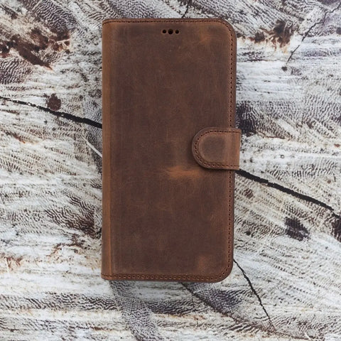 iPhone 13 Pro MAX Wallet Case, Card Holder, Genuine Leather, (Vintage Brown)