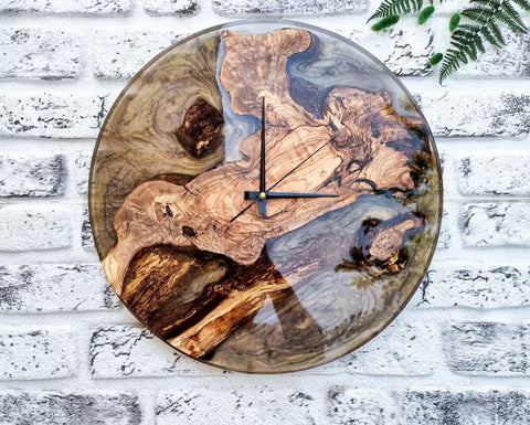 Unique Resin & Olive Wood Wall Clock
