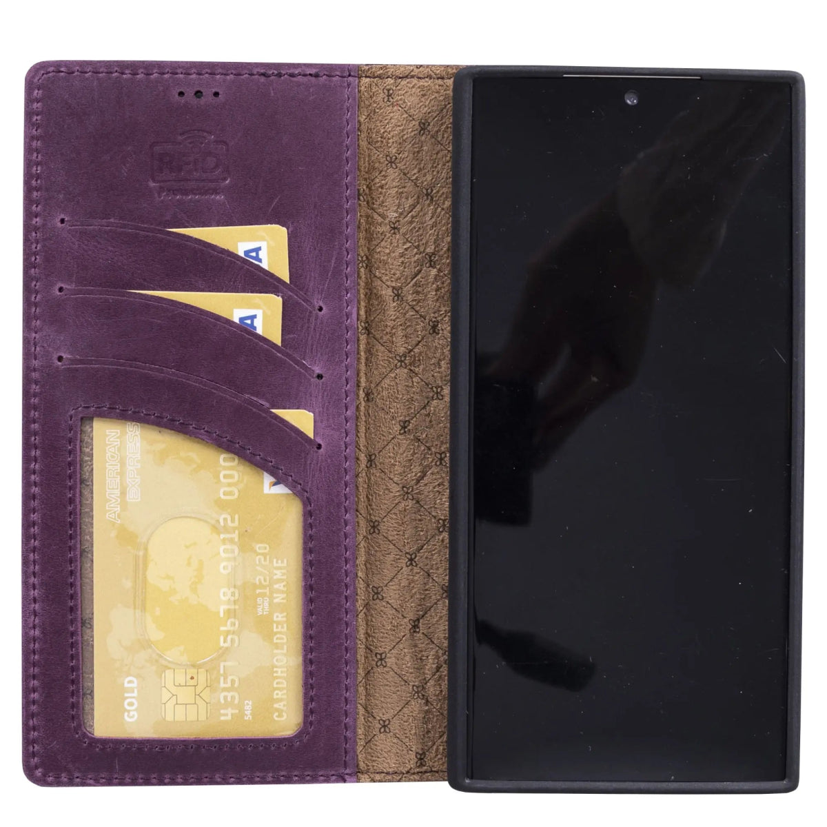 Aubergine Purple Samsung Galaxy S23 Ultra Wallet Case, Magnetic Detachable - VENOULT