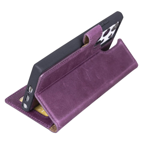 Aubergine Purple Samsung Galaxy S23 Ultra Wallet Case, Magnetic Detachable - VENOULT