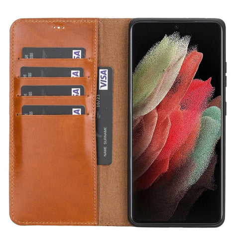 Chestnut Brown Detachable Card Holder Wallet Case for Samsung Galaxy Series - VENOULT