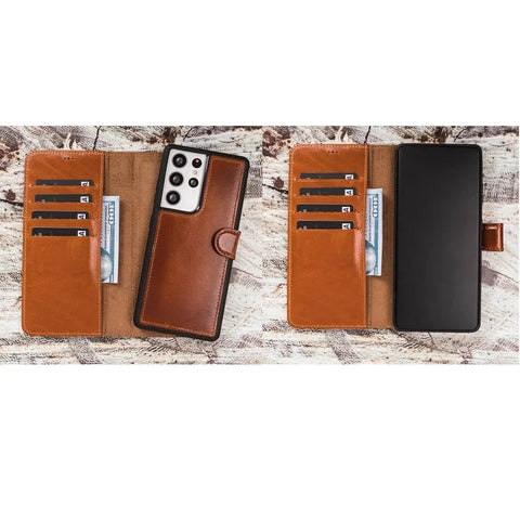 Chestnut Brown Detachable Card Holder Wallet Case for Samsung Galaxy Series - VENOULT