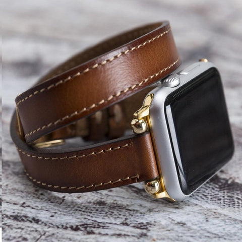 Chestnut Brown Slim Beaded for Women 40mm 41mm 44mm 45mm Feminine iWatch Strap - VENOULT