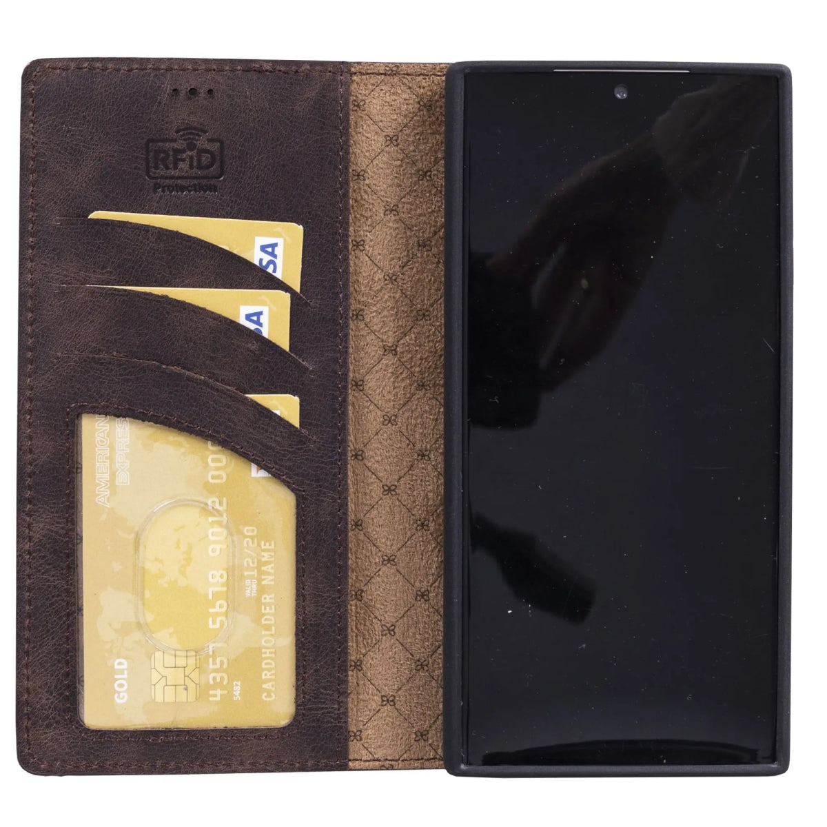 Chocolate Brown Samsung Galaxy S23 Ultra Wallet Case, Magnetic Detachable - VENOULT