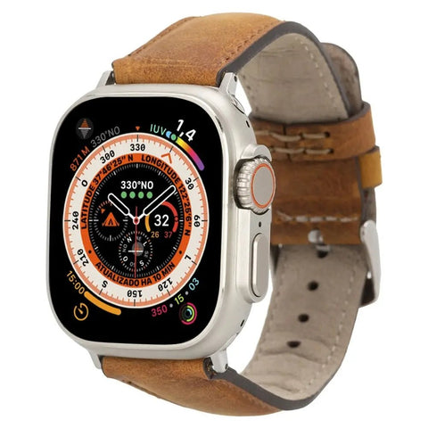 Classic Almond Brown Band for Apple Watch 49mm - 38 mm for All Series iWatch - VENOULT