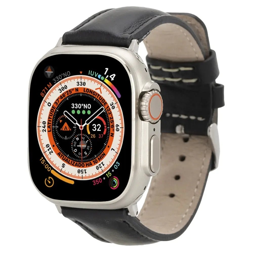 Classic Rustic Black Band for Apple Watch 49mm - 38 mm for All Series iWatch - VENOULT