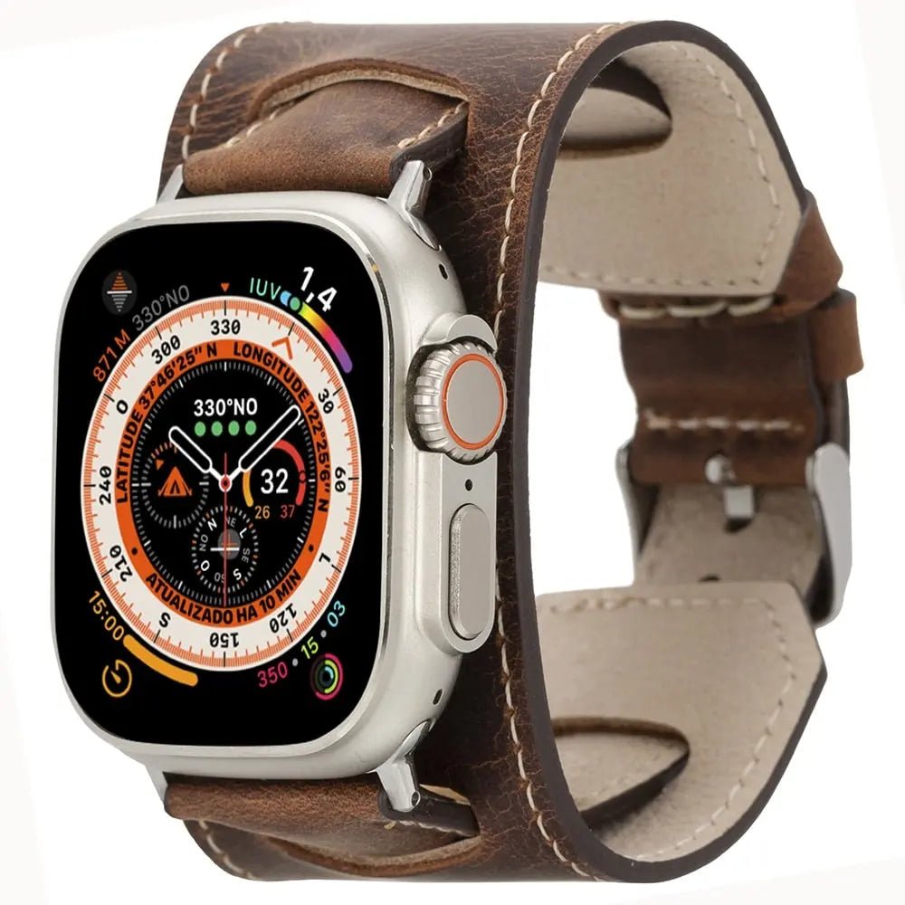 Cuff Vintage Brown Band for Apple Watch 49mm - 38mm for All Series iWatch - VENOULT