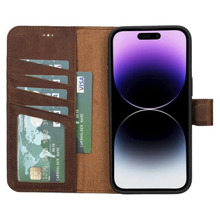 Detachable Leather Wallet Case for iPhone 15 Pro MAX / 15 Pro / 15 Plus - VENOULT