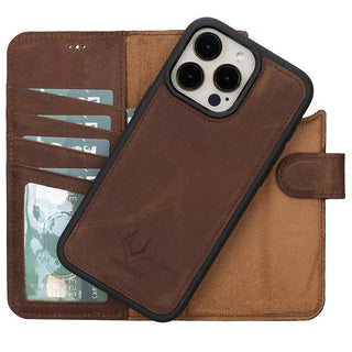 Detachable Leather Wallet Case for iPhone 15 Pro MAX / 15 Pro / 15 Plus - VENOULT