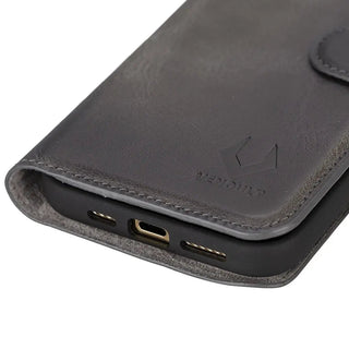 Detachable Leather Wallet Case for iPhone 15 Pro MAX, (Sandy Gray) - VENOULT