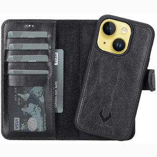 Detachable Wallet Case for iPhone 15 Plus, (Rustic Black) - VENOULT