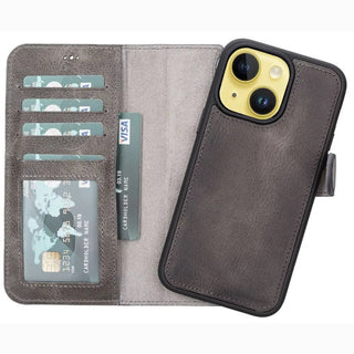 Detachable Wallet Case for iPhone 15 Plus, (Sandy Gray) - VENOULT