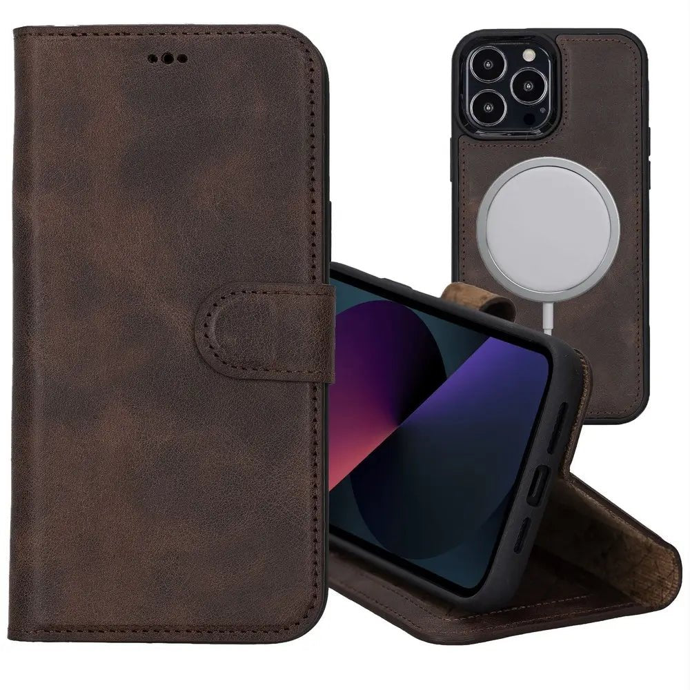 Detachable Wallet Case for iPhone 15 Pro, (Chocolate Brown) - VENOULT