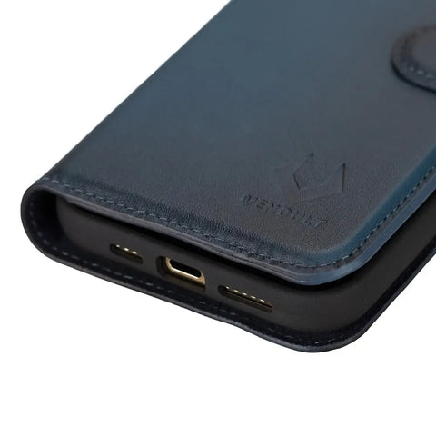 Detachable Leather Wallet Case for iPhone 15 Pro MAX, (Admiral Blue)