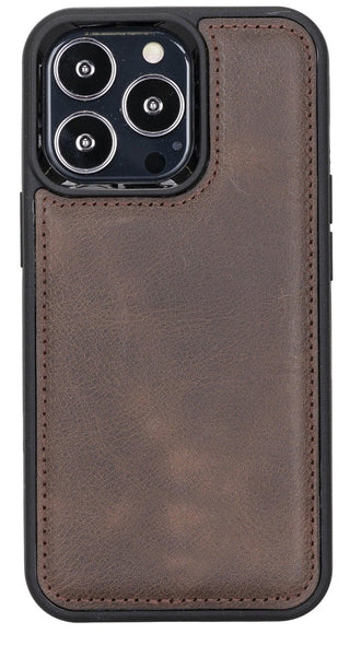 iPhone 13 Mini Slim Leather Case, (Chocolate Brown) - VENOULT