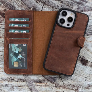 iPhone 13 Pro Detachable Wallet Case (Vintage Brown) - VENOULT